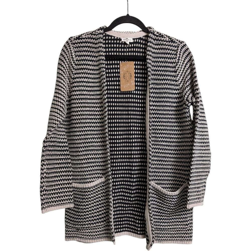 NWT Mason & Belle Black White Striped Long Sleeves Cardigan Size S